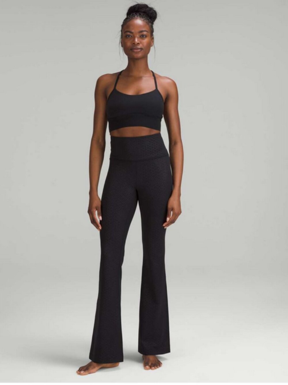 Lululemon Sz 8 Groove Super-High-Rise Flared Pant Nulu Gradiate Geo Emboss Black